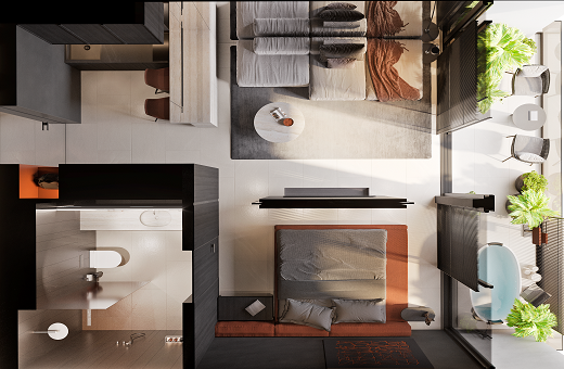 Apart D 1-BR 55 2 floor